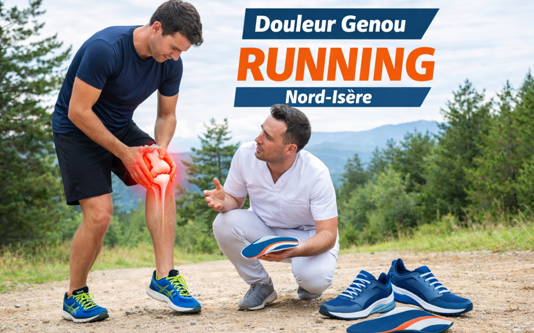 Coureur souffrant d’une douleur au genou en running en Nord-Isère avec podologue proposant des semelles orthopédiques sport